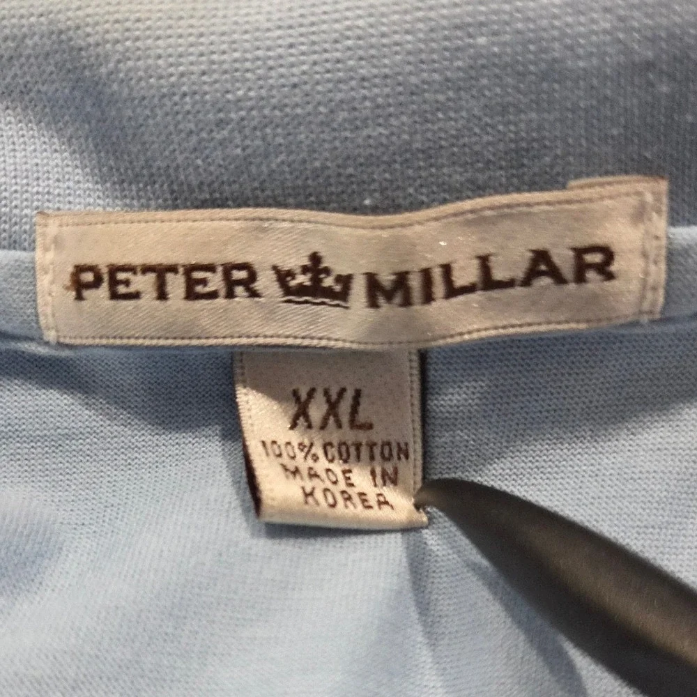 Peter Millar Mens Polo Shirt Light Blue XXL Short‎ Sleeve 100% Cotton Casual
